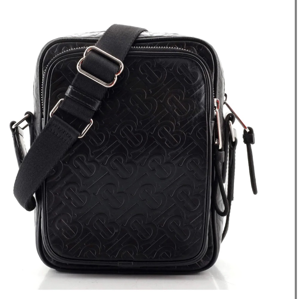 TB Freddie Camera Crossbody Bag Monogram Embossed Leather, black Burberry